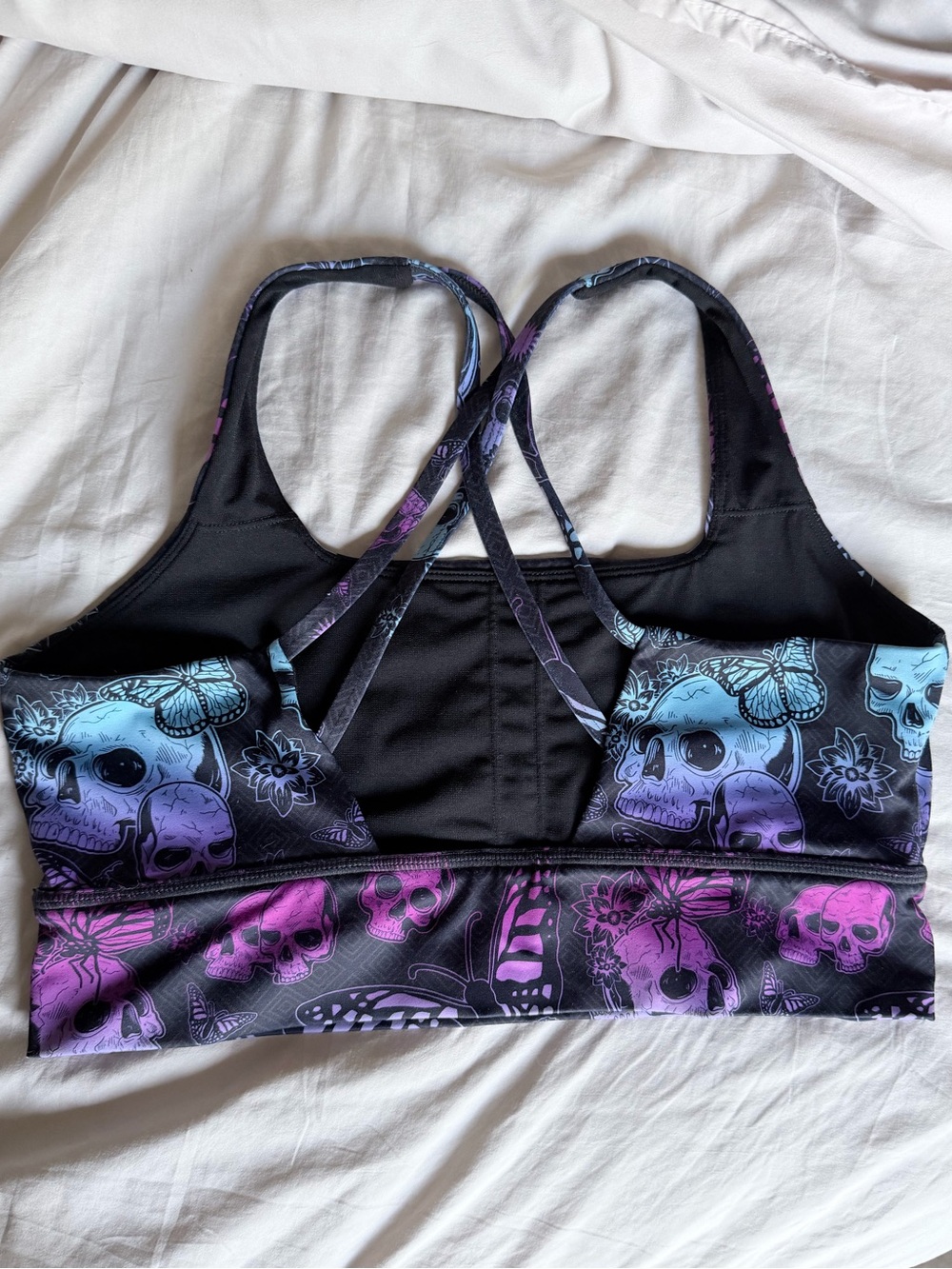 Constantly Varied Gear CVG “Pretty Deadly” Butterfly Skulls Sports Bra Large - Picture 3 of 4